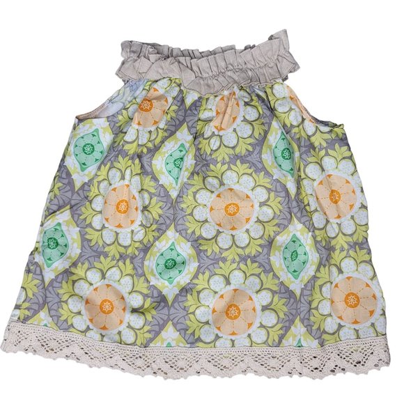 Sado NWT pillowcase style tank top with ruffle sleeve and lace hem floral sz 3t - Picture 3 of 4